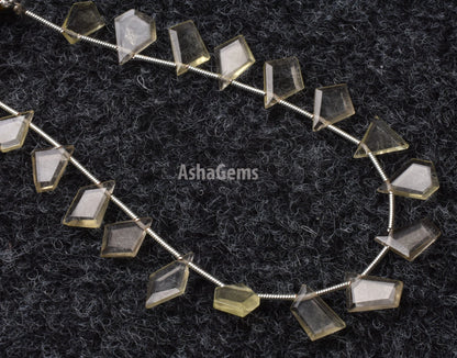 Beautiful Lemon Quartz fancy Flat Slice Shape faceted Beads, Fine Natural Lemon Uneven Shape Nugget Side Drill Gemstone Beads Jewelry Crafts(AG 18682)