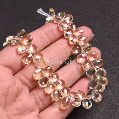 AAA Quality Yellow Citrine Quartz Faceted Pears Shape Beads,7-10 mm Natural Citrine Beads,8.5"Citrine Teardrop Briolette Beads Jewelry Craft (AG 18494)