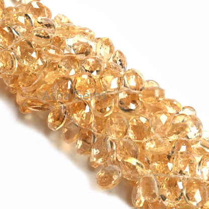 7-10 mm Natural Yellow Citrine Faceted Pears Shape Gemstone Beads, AAA Citrine Quartz Teardrop Briolette Side Drill Beads Jewelry Craft SALE (AG 18523 )