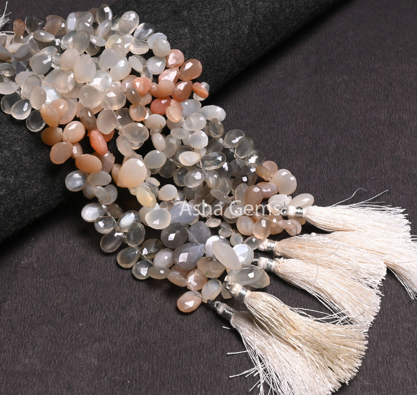 Fine Quality Multi Moonstone Faceted Pears Shape Beads,7.5" Shaded Moonstone Teardrop Briolette Side Drill Moonstone Bead Jewelry Craft SALE (AG 18525 )