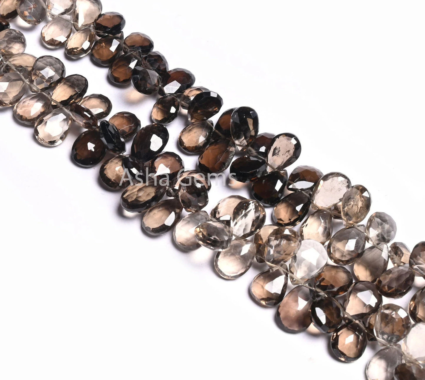 AAA Quality Smoky Quartz Pears Shape Gemstone Faceted Beads,8" Strand Shaded Smoky Briolette Teardrop Side Drill smoky Beads Jewelry Makings(AG 18531 )