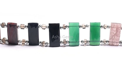 AAA Natural Mix Gemstone Rectangle Shape Beads Beautiful Multi Color faceted Chicklet Beads Fancy Double Drill Bead For Bracelet making SALE(AG 18565)