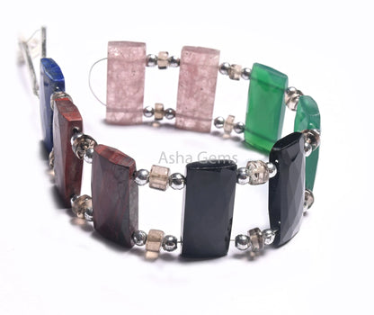 AAA Natural Mix Gemstone Rectangle Shape Beads Beautiful Multi Color faceted Chicklet Beads Fancy Double Drill Bead For Bracelet making SALE(AG 18565)