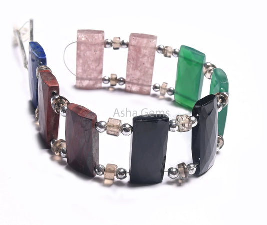 AAA Natural Mix Gemstone Rectangle Shape Beads Beautiful Multi Color faceted Chicklet Beads Fancy Double Drill Bead For Bracelet making SALE(AG 18565)