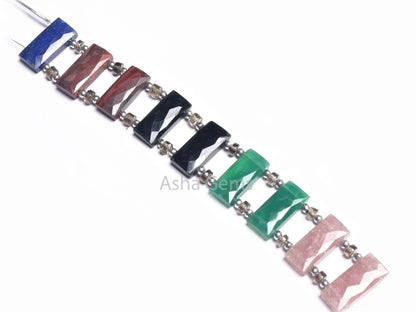 AAA Natural Mix Gemstone Rectangle Shape Beads Beautiful Multi Color faceted Chicklet Beads Fancy Double Drill Bead For Bracelet making SALE(AG 18565)