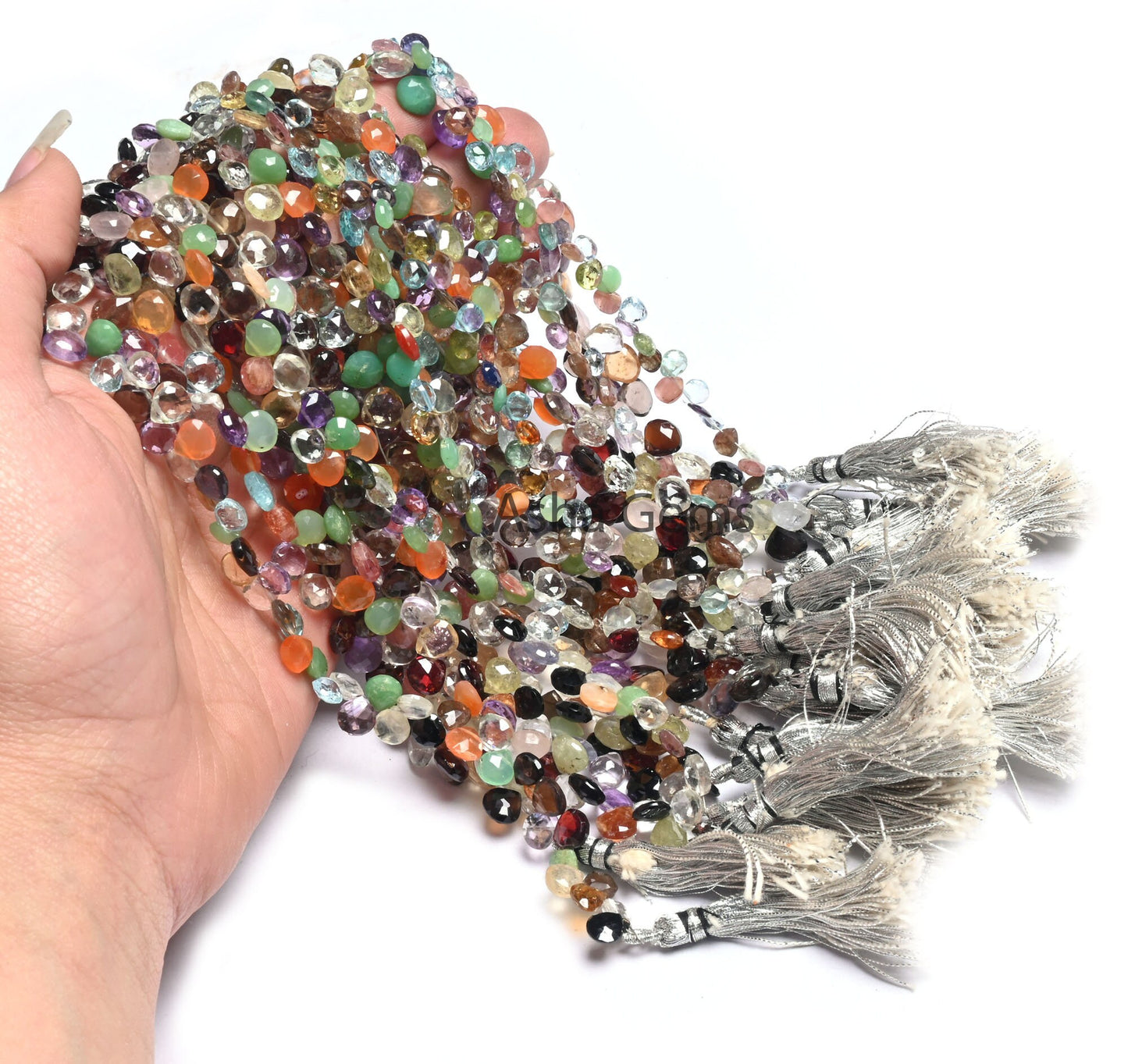 Fine Disco Color Stone Heart Shape faceted Beads,7.5"Multi Gemstone Heart Briolette Side Drill Bead,Mix Stone Bead Jewelry Making Craft SALE(AG 18581)
