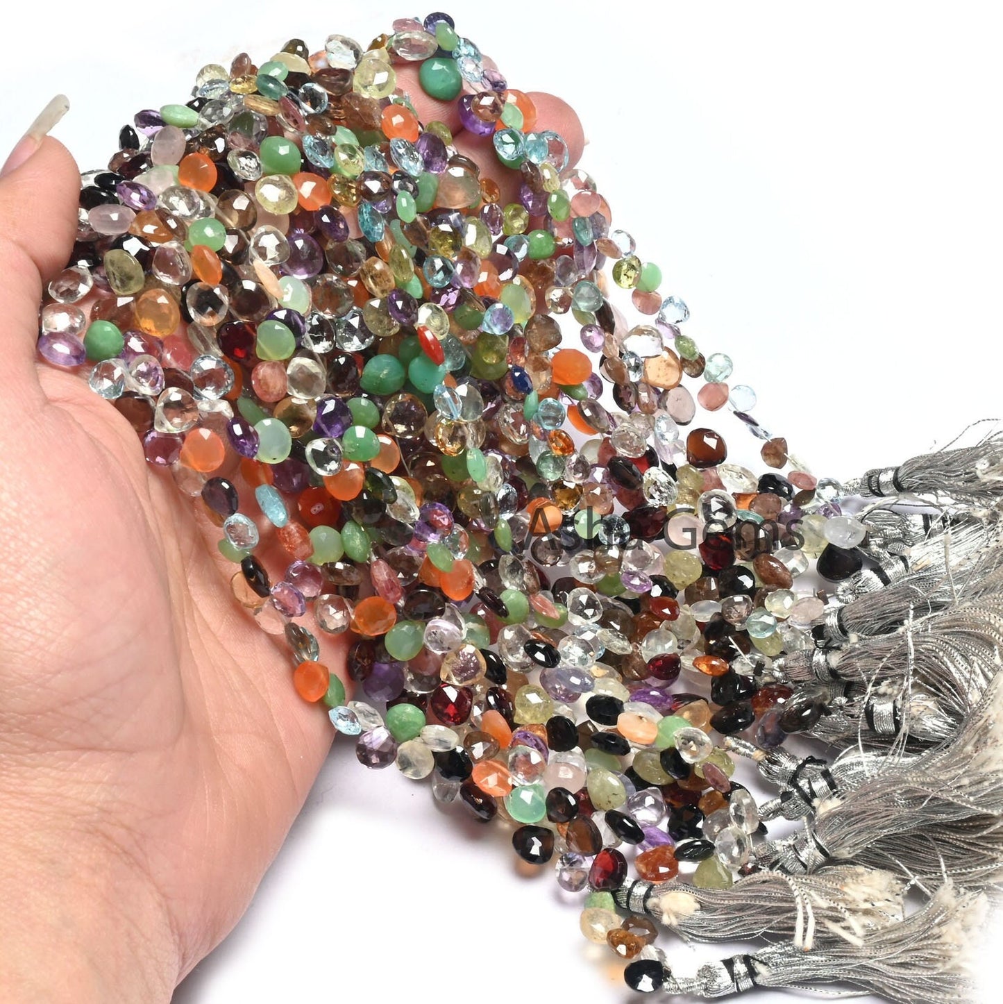 Fine Disco Color Stone Heart Shape faceted Beads,7.5"Multi Gemstone Heart Briolette Side Drill Bead,Mix Stone Bead Jewelry Making Craft SALE(AG 18581)
