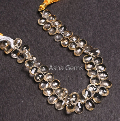 AAA Quality Yellow Citrine Quartz Faceted Pears Shape Beads,7-10 mm Natural Citrine Beads,8.5"Citrine Teardrop Briolette Beads Jewelry Craft (AG 18494)