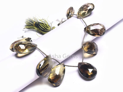 Natural Bio Lemon Quartz faceted Pears Shape Beads,15x22-16x25mm AAA Bio Lemon Briolette Teardrop Side Drill Gemstone Bio Lemon Bead Jewelry (AG 18497)