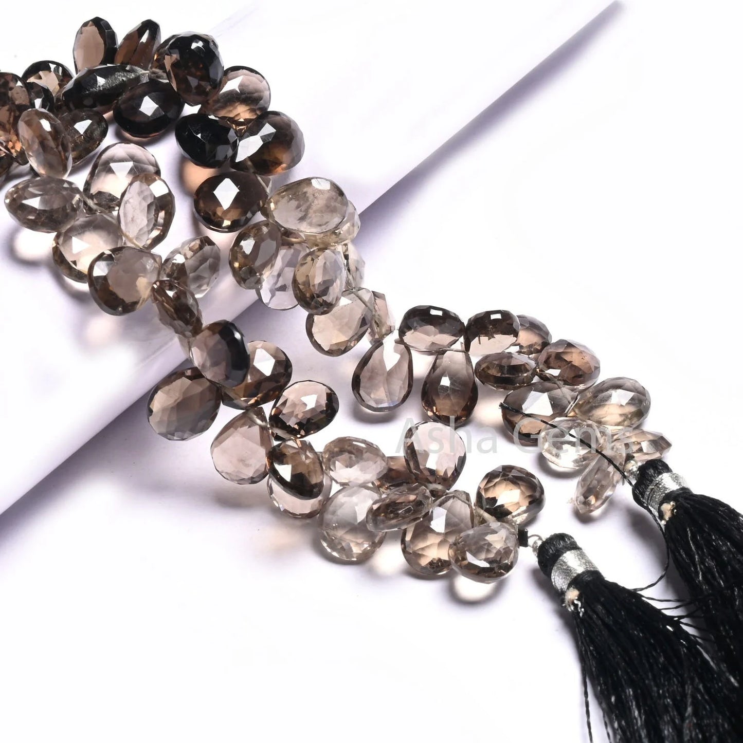 AAA Quality Smoky Quartz Pears Shape Gemstone Faceted Beads,8" Strand Shaded Smoky Briolette Teardrop Side Drill smoky Beads Jewelry Makings(AG 18531 )