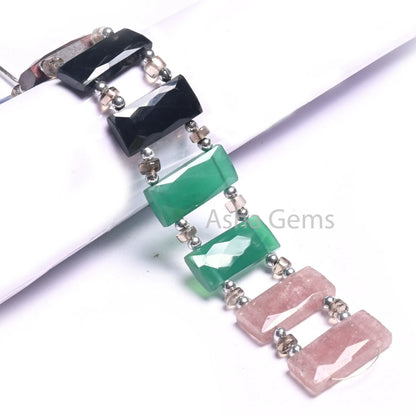 AAA Natural Mix Gemstone Rectangle Shape Beads Beautiful Multi Color faceted Chicklet Beads Fancy Double Drill Bead For Bracelet making SALE(AG 18565)