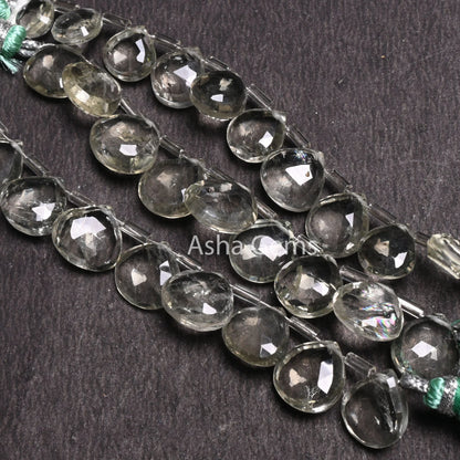 Natural green Amethyst Faceted Heart Shape Gemstone beads, AAA Quality Green Amethyst Heart Briolette Side Drill beads, Jewelry Making Craft(AG 18569)