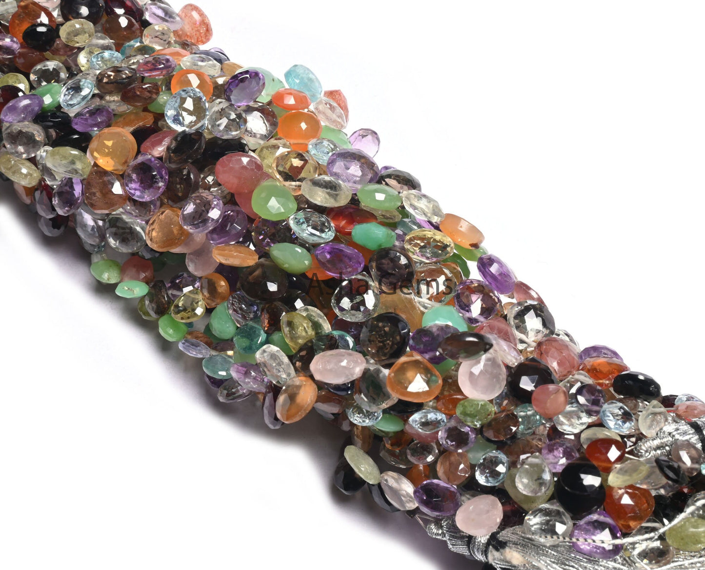 Fine Disco Color Stone Heart Shape faceted Beads,7.5"Multi Gemstone Heart Briolette Side Drill Bead,Mix Stone Bead Jewelry Making Craft SALE(AG 18581)
