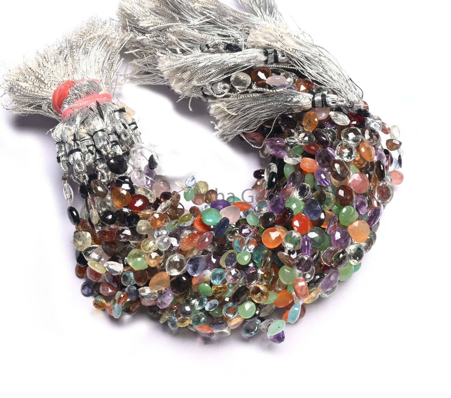 Fine Disco Color Stone Heart Shape faceted Beads,7.5"Multi Gemstone Heart Briolette Side Drill Bead,Mix Stone Bead Jewelry Making Craft SALE(AG 18581)