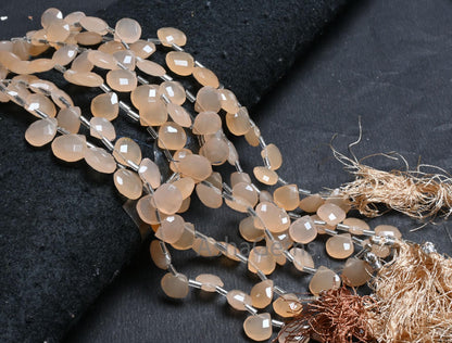 Beautiful Peach Quartz Hydro Faceted Heart Shape Beads,8" AAA Skin Peach Color Hydro Checker Cut Heart Briolette Beads Jewelry makings Craft ( AG 18587)
