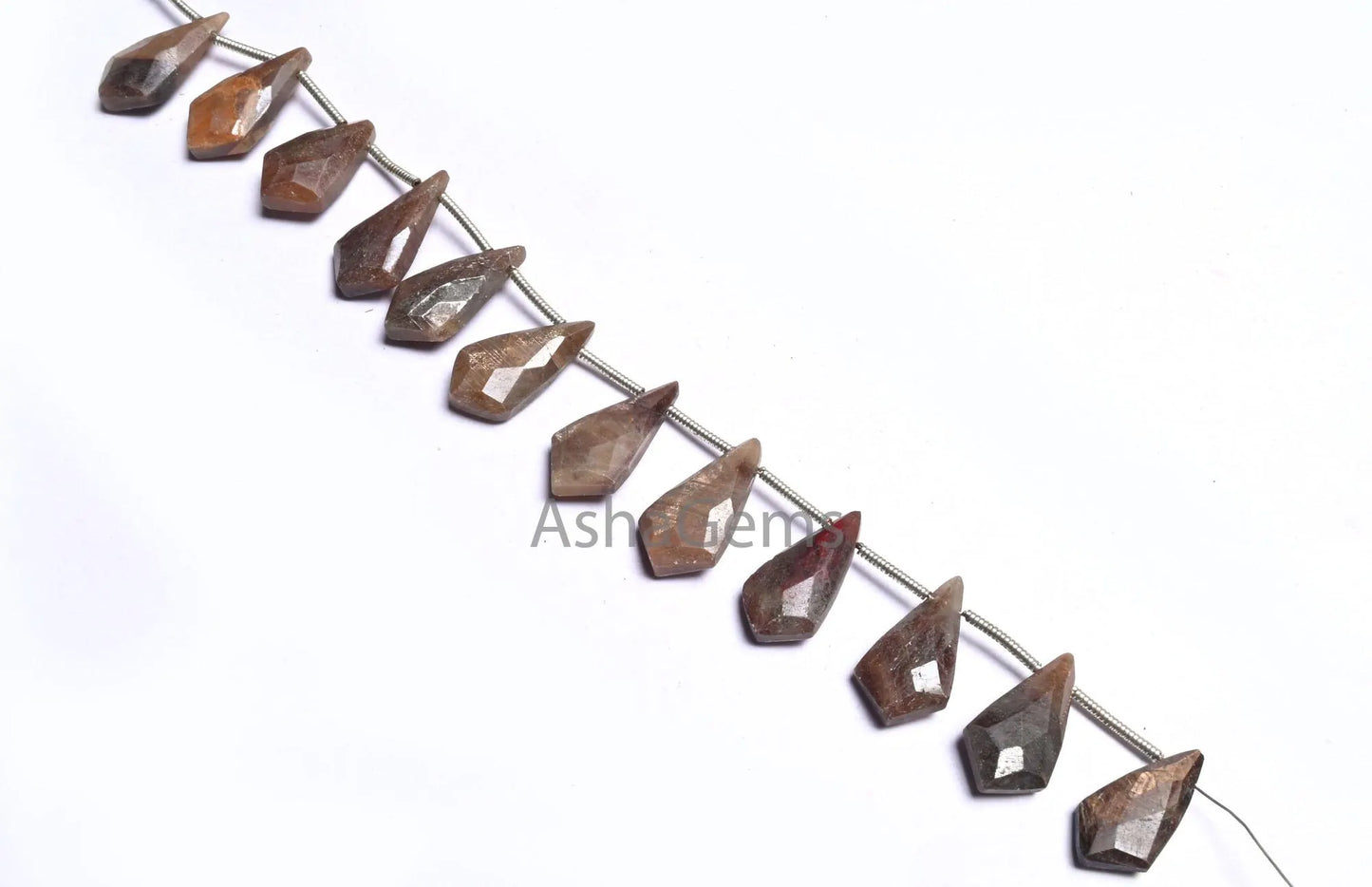 Beautiful Jasper fancy 4 corner pear style Long Gemstone Beads,8.5-17mm Shaded Brown Jasper Side Drill Briolette faceted natural Jasper Bead (AG 18615)
