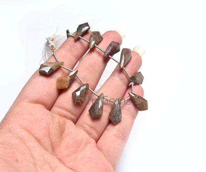 Beautiful Jasper fancy 4 corner pear style Long Gemstone Beads,8.5-17mm Shaded Brown Jasper Side Drill Briolette faceted natural Jasper Bead (AG 18615)