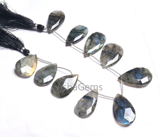 Beautiful Flashy Labradorite Faceted Pears beads, Natural Multi Blue Fire labradorite Teardrop Black rainbow Briolette Beads Jewelry makings (AG 18646)