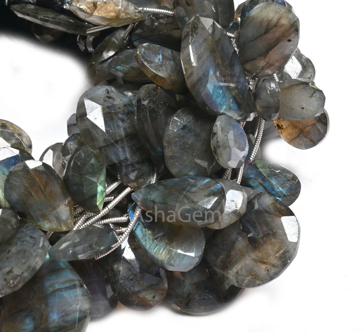 Beautiful Flashy Labradorite Faceted Pears beads, Natural Multi Blue Fire labradorite Teardrop Black rainbow Briolette Beads Jewelry makings (AG 18646)
