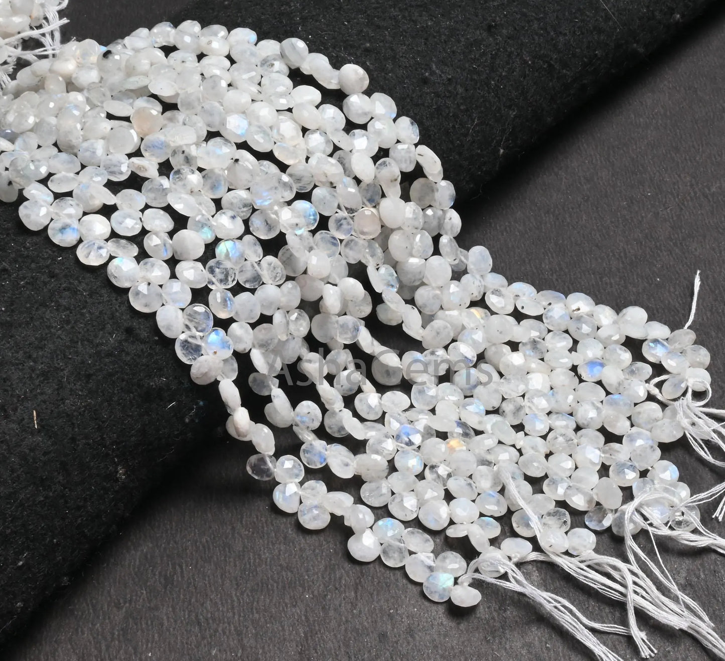 Beautiful White Rainbow Moonstone Faceted Heart Shape Gemstone Beads,9" Natural Flashy Blue Fire Rainbow Moonstone Beads Jewelry Crafts SALE(AG 18651 )