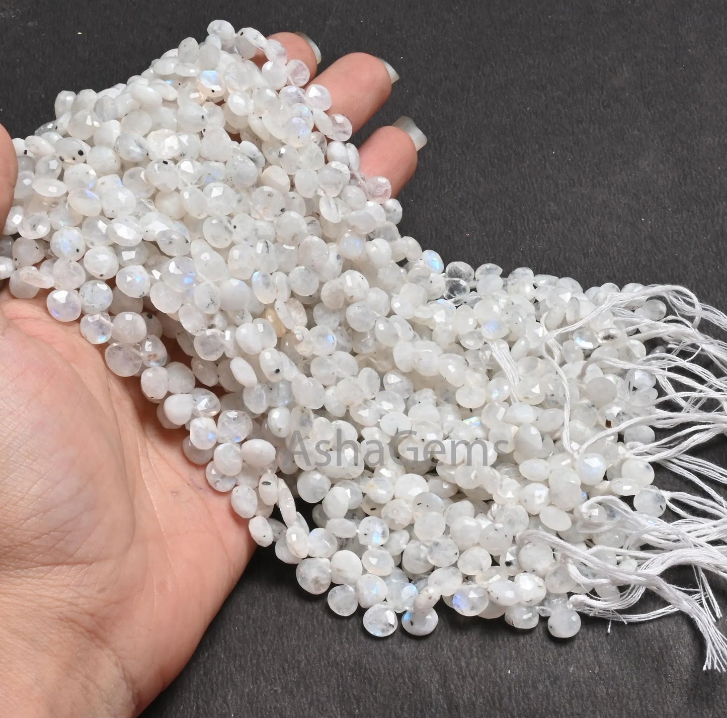 Beautiful White Rainbow Moonstone Faceted Heart Shape Gemstone Beads,9" Natural Flashy Blue Fire Rainbow Moonstone Beads Jewelry Crafts SALE(AG 18651 )
