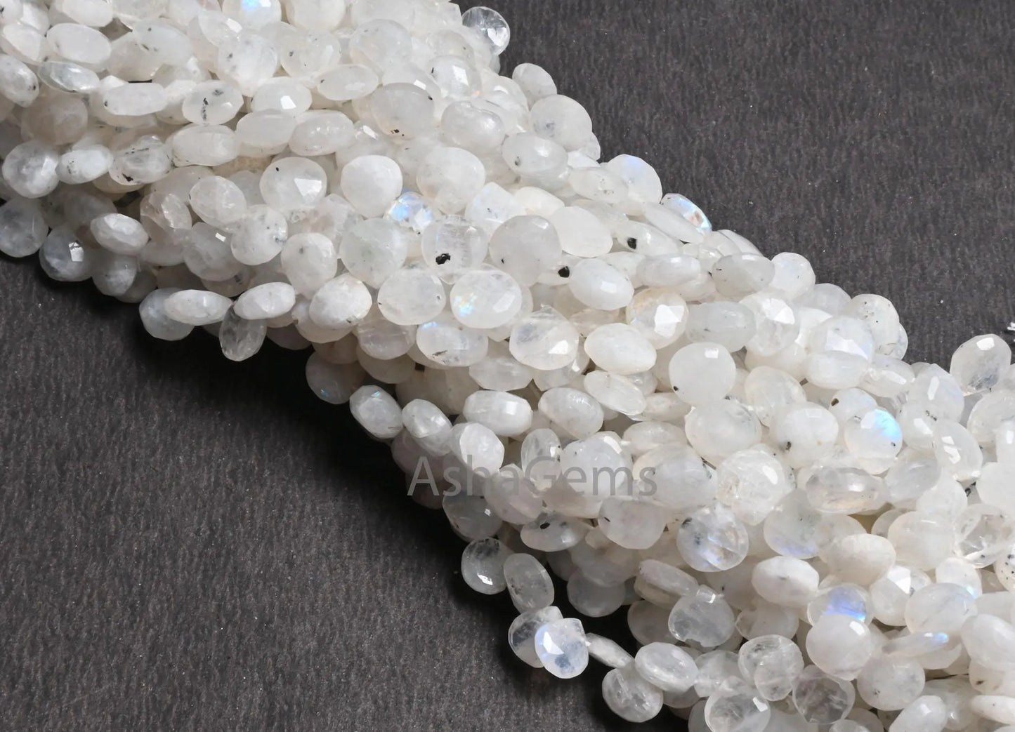 Beautiful White Rainbow Moonstone Faceted Heart Shape Gemstone Beads,9" Natural Flashy Blue Fire Rainbow Moonstone Beads Jewelry Crafts SALE(AG 18651 )