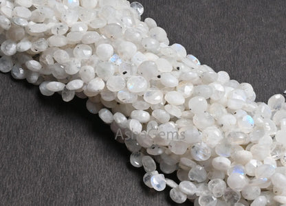 Beautiful White Rainbow Moonstone Faceted Heart Shape Gemstone Beads,9" Natural Flashy Blue Fire Rainbow Moonstone Beads Jewelry Crafts SALE(AG 18651 )