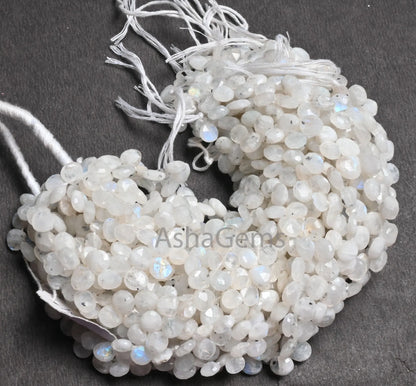 Beautiful White Rainbow Moonstone Faceted Heart Shape Gemstone Beads,9" Natural Flashy Blue Fire Rainbow Moonstone Beads Jewelry Crafts SALE(AG 18651 )