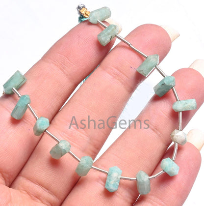Natural Blue Amazonite fancy Bullet Shape Gemstone Beads, Amazonite Pencil Shape 1 side Pointed amazonite Bead For Jewelry Making Craft SALE (AG 18656)
