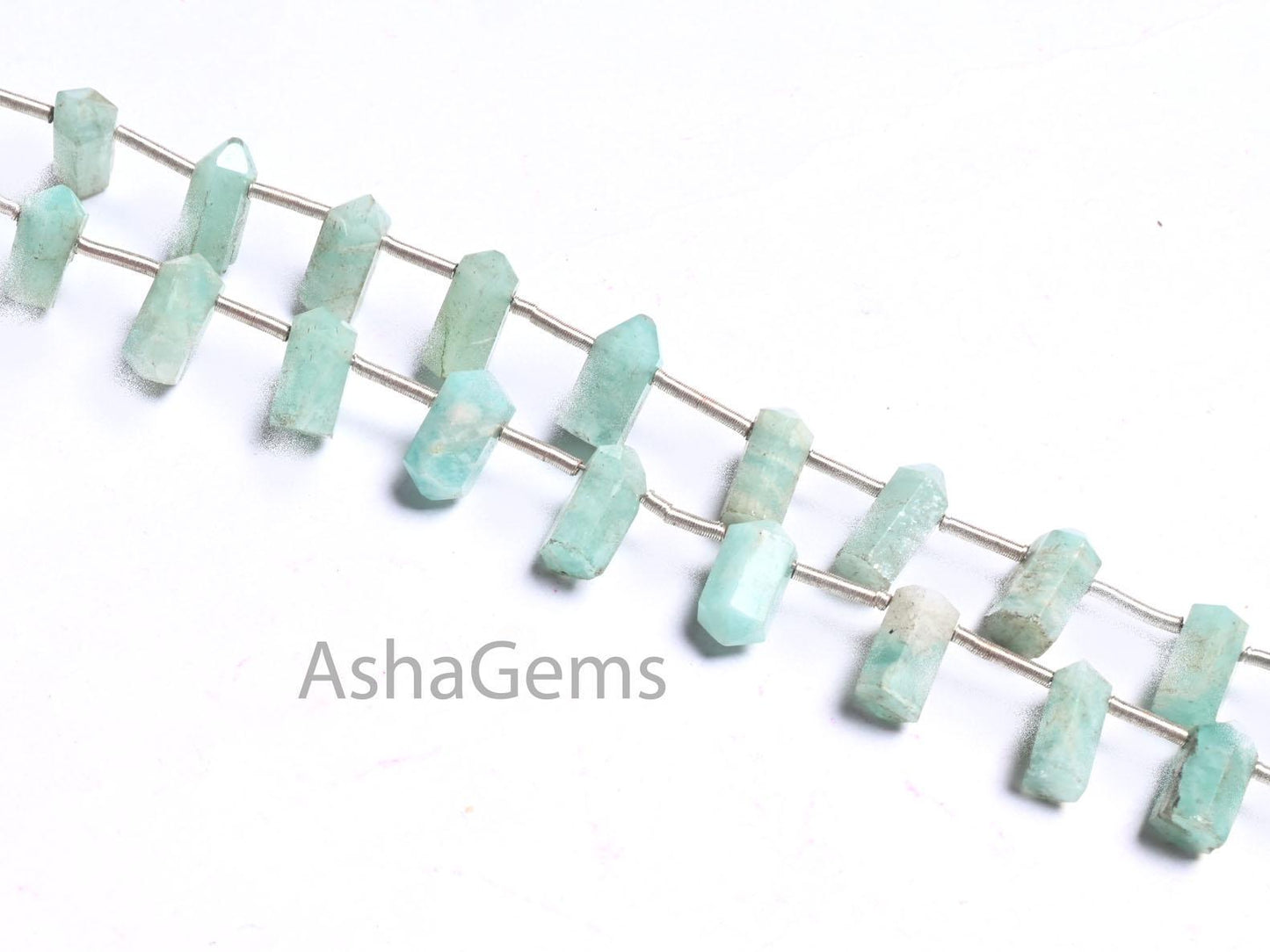 Natural Blue Amazonite fancy Bullet Shape Gemstone Beads, Amazonite Pencil Shape 1 side Pointed amazonite Bead For Jewelry Making Craft SALE (AG 18656)
