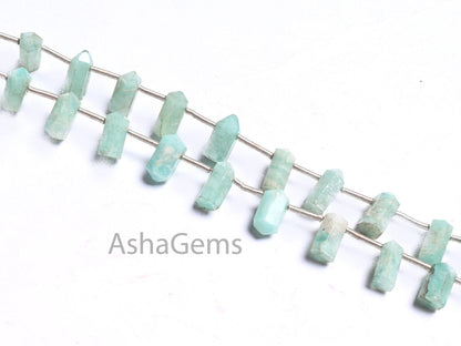 Natural Blue Amazonite fancy Bullet Shape Gemstone Beads, Amazonite Pencil Shape 1 side Pointed amazonite Bead For Jewelry Making Craft SALE (AG 18656)