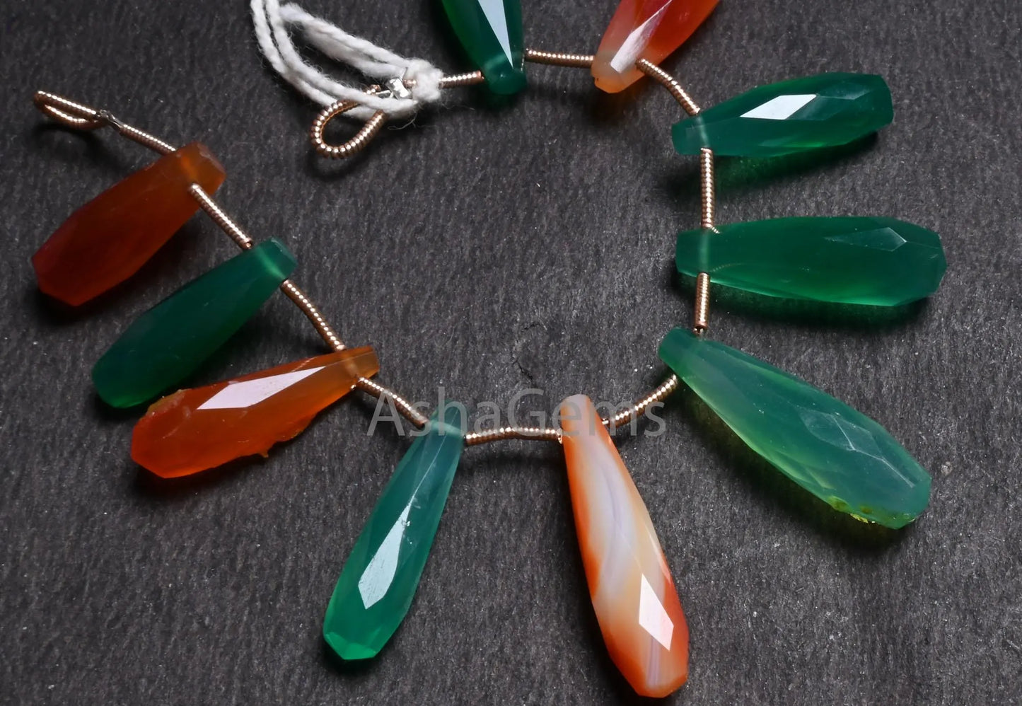 Beautiful Green, Red Onyx Fancy Long Pencil Drop Gemstone Beads, Fine Multi Onyx hand cut Faceted Long Teardrop Briolette Beads Jewelry SALE(AG 18668)