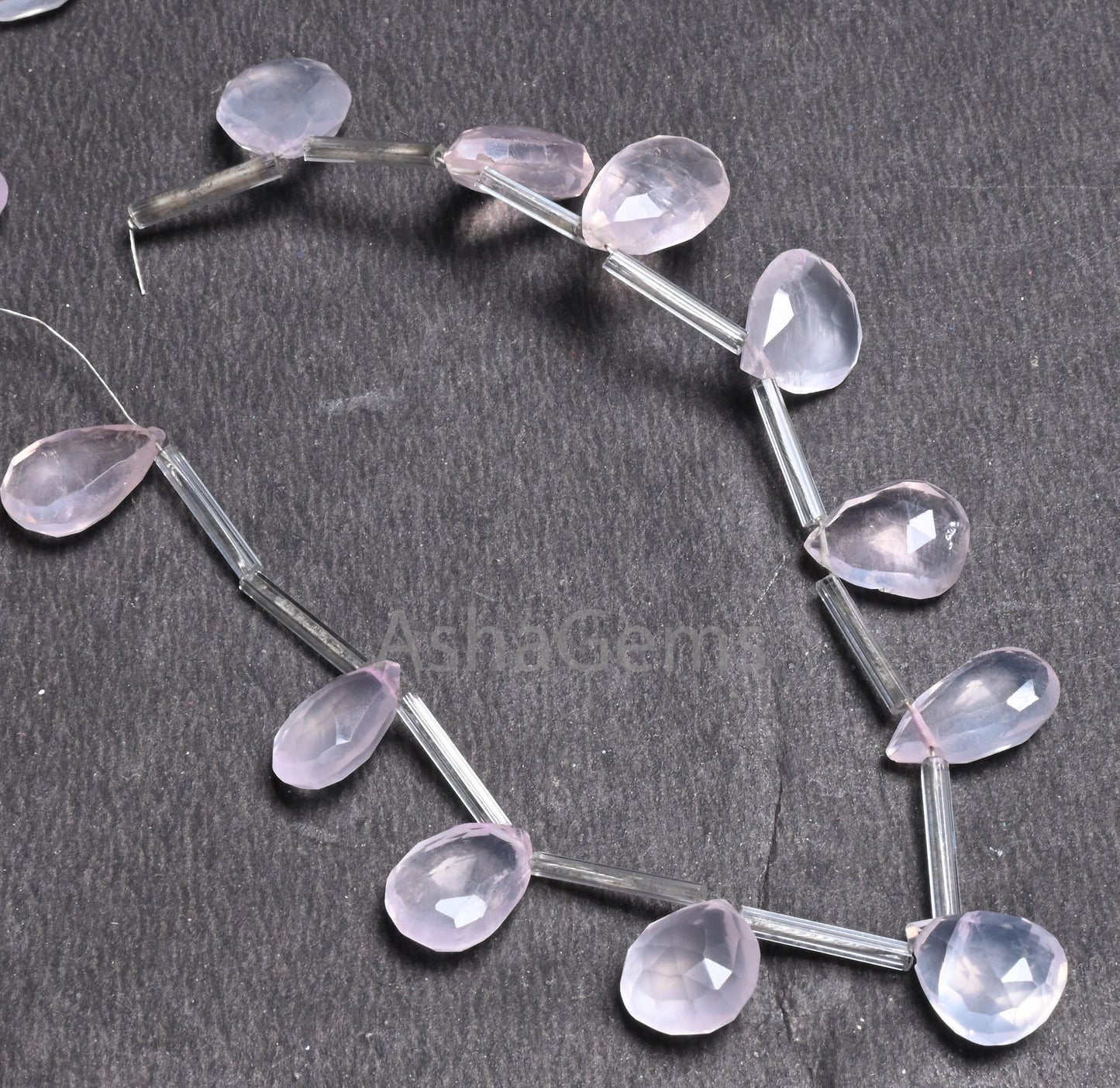 Natural Rose Quartz Faceted Pear Shape Beads,7.5" Fine Pink Quartz Teardrop Briolette Gemstone Loose Rose Quartz Beads Jewelry making Crafts(AG 18669)