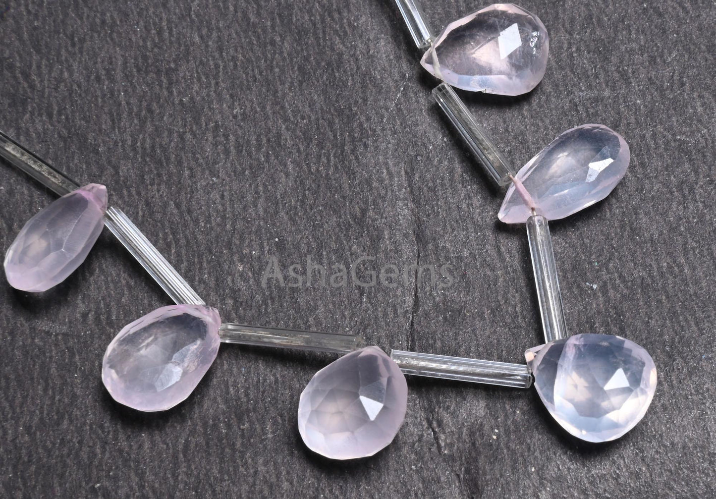 Natural Rose Quartz Faceted Pear Shape Beads,7.5" Fine Pink Quartz Teardrop Briolette Gemstone Loose Rose Quartz Beads Jewelry making Crafts(AG 18669)