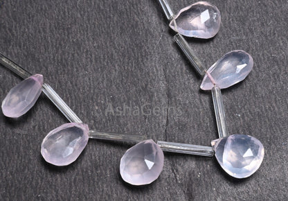 Natural Rose Quartz Faceted Pear Shape Beads,7.5" Fine Pink Quartz Teardrop Briolette Gemstone Loose Rose Quartz Beads Jewelry making Crafts(AG 18669)
