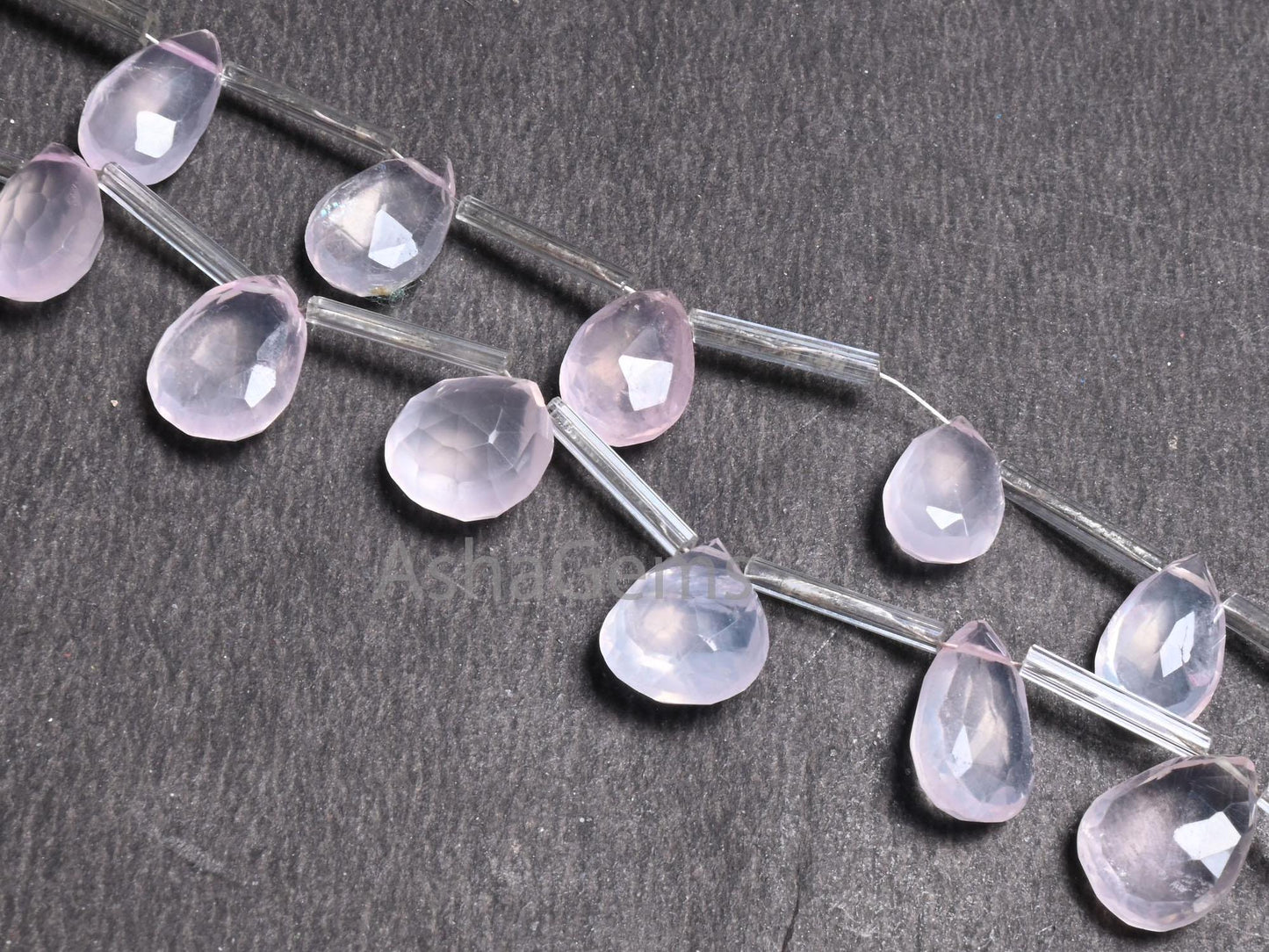 Natural Rose Quartz Faceted Pear Shape Beads,7.5" Fine Pink Quartz Teardrop Briolette Gemstone Loose Rose Quartz Beads Jewelry making Crafts(AG 18669)