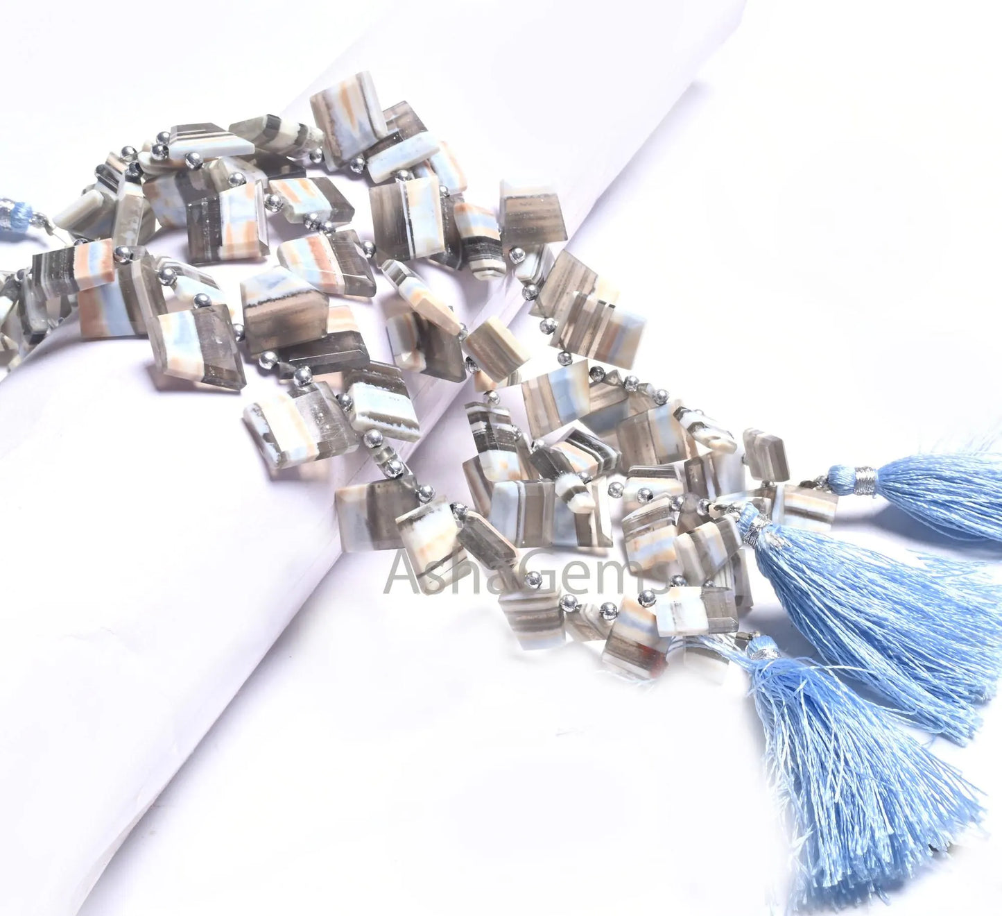 Blue Boulder Opal Fancy Faceted Flat Nugget Beads,8" Boulder Opal Uneven Slice Shape Briolette Side Drill Fancy opal Bead Jewelry Craft SALE (AG  18679 )