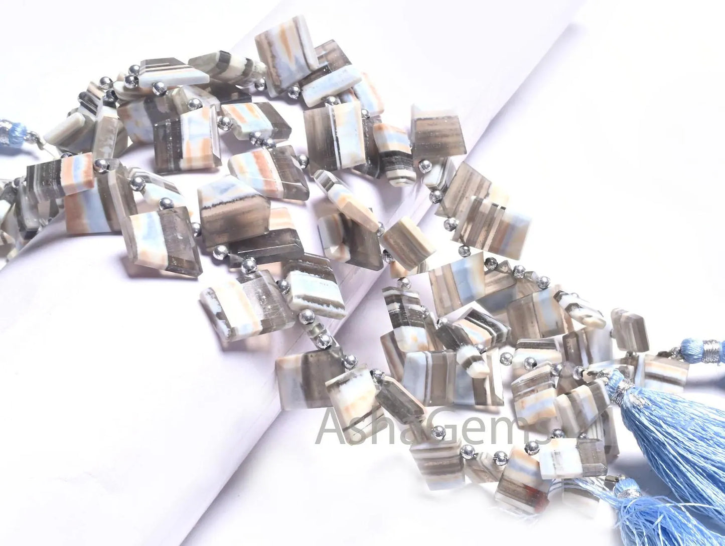 Blue Boulder Opal Fancy Faceted Flat Nugget Beads,8" Boulder Opal Uneven Slice Shape Briolette Side Drill Fancy opal Bead Jewelry Craft SALE (AG  18679 )