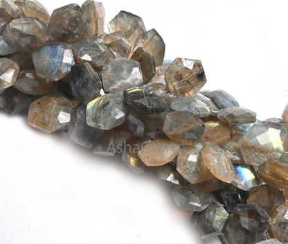 Natural Flash Labradorite Fancy Hexagon Shape Gemstone Beads,8" Multi Fire labradorite Faceted Checker cut Briolette Bead Jewelry Craft SALE (AG 18680)