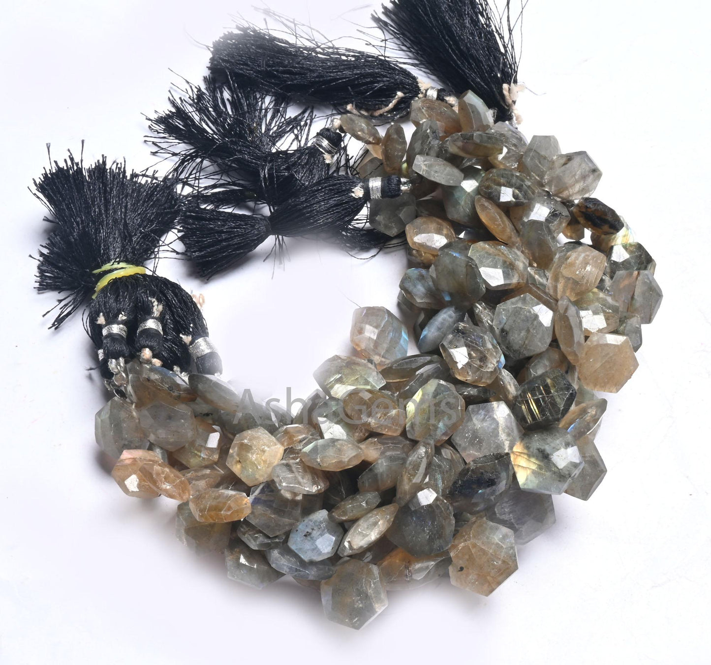 Natural Flash Labradorite Fancy Hexagon Shape Gemstone Beads,8" Multi Fire labradorite Faceted Checker cut Briolette Bead Jewelry Craft SALE (AG 18680)