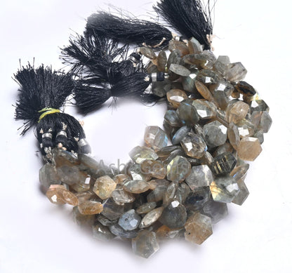 Natural Flash Labradorite Fancy Hexagon Shape Gemstone Beads,8" Multi Fire labradorite Faceted Checker cut Briolette Bead Jewelry Craft SALE (AG 18680)