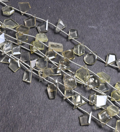 Beautiful Lemon Quartz fancy Flat Slice Shape faceted Beads, Fine Natural Lemon Uneven Shape Nugget Side Drill Gemstone Beads Jewelry Crafts(AG 18682)