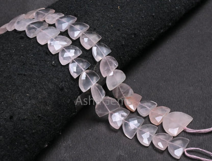 Natural Pink Rose Quartz Fancy D Shape faceted Beads,9" Strand Rose Quartz Fancy Briolette Checker Cut Gemstone Half Moon Bead Jewelry Craft (AG 18684 )