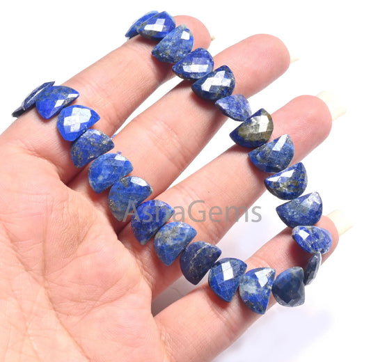 Natural Lapis Lazuli Faceted D Shape Gemstone Loose Beads,9.5" Lapis Fancy Half Moon Briolette Checker Cut Beads Jewelry makings Crafts SALE (AG 18694)