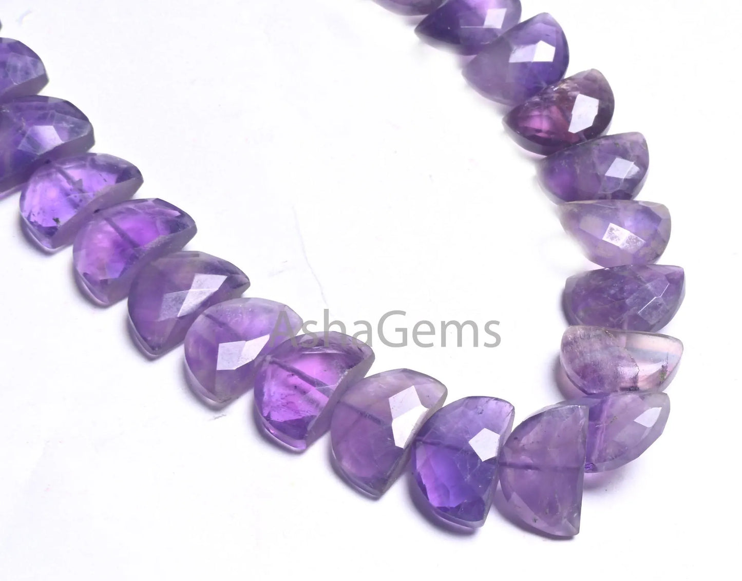 8" Strand Natural Purple Amethyst Fancy D Shape faceted Beads, African Amethyst Half Moon Briolette Checker Cut Gemstone Beads Jewelry Craft(AG 18696)