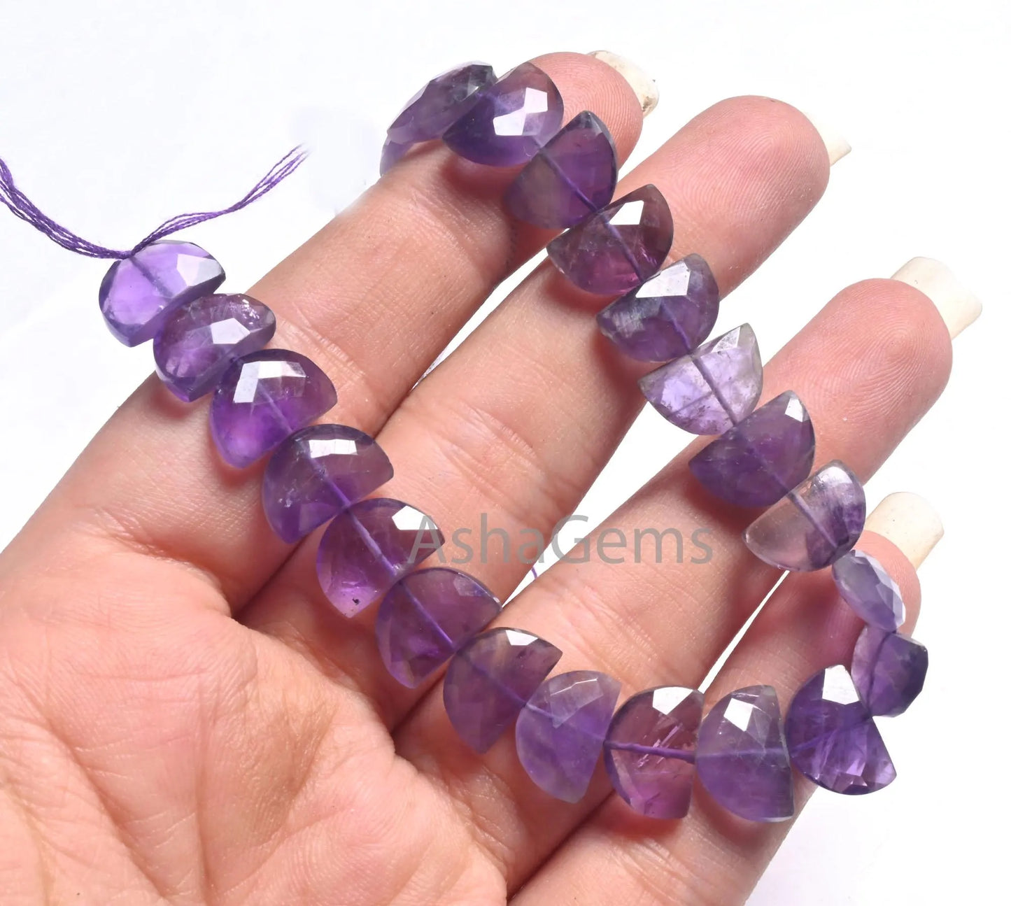 8" Strand Natural Purple Amethyst Fancy D Shape faceted Beads, African Amethyst Half Moon Briolette Checker Cut Gemstone Beads Jewelry Craft(AG 18696)