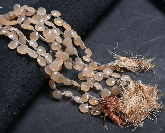 Beautiful Peach Quartz Hydro Faceted Heart Shape Beads,8" AAA Skin Peach Color Hydro Checker Cut Heart Briolette Beads Jewelry makings Craft ( AG 18587)