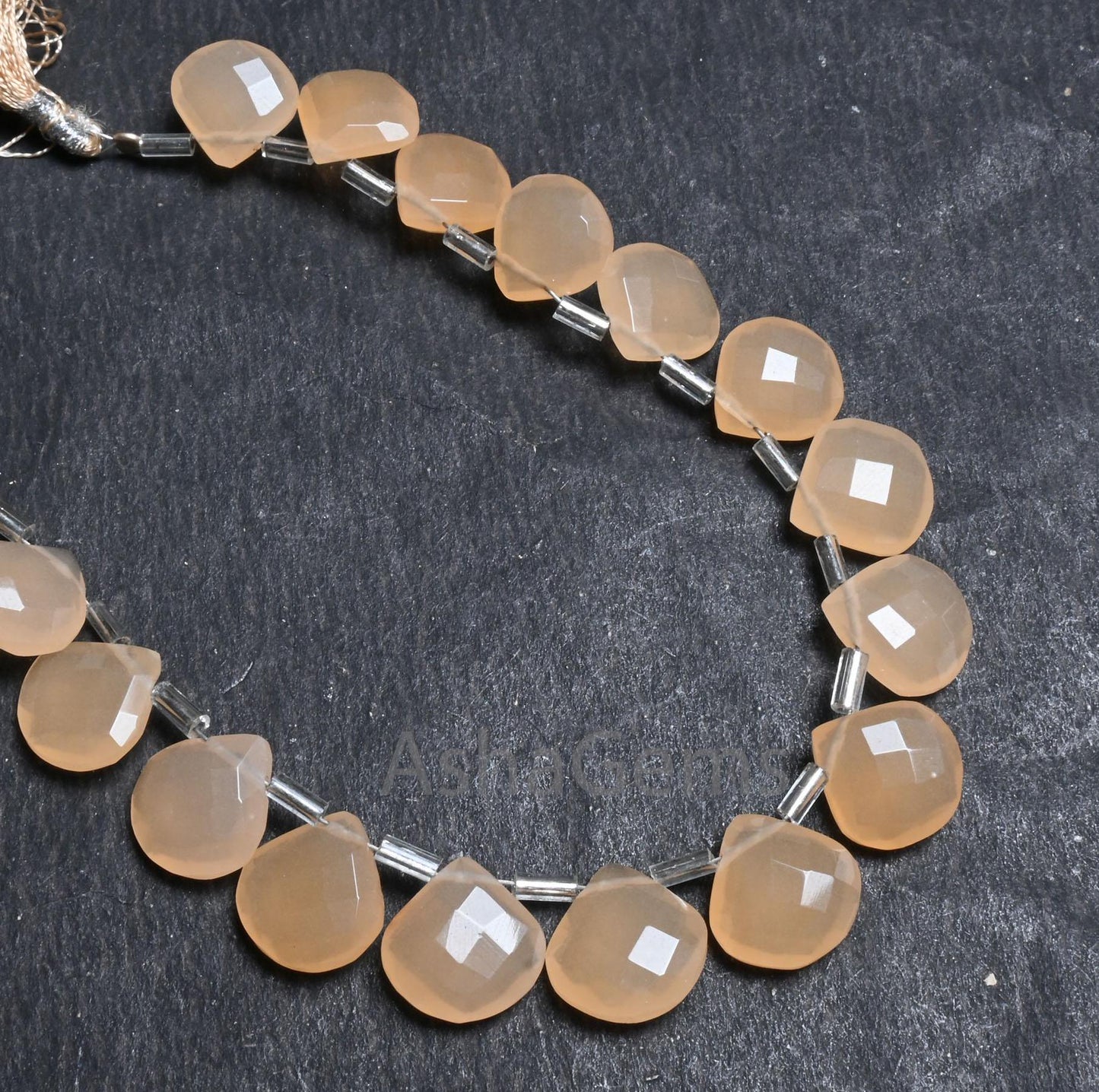 Beautiful Peach Quartz Hydro Faceted Heart Shape Beads,8" AAA Skin Peach Color Hydro Checker Cut Heart Briolette Beads Jewelry makings Craft ( AG 18587)