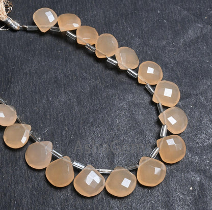Beautiful Peach Quartz Hydro Faceted Heart Shape Beads,8" AAA Skin Peach Color Hydro Checker Cut Heart Briolette Beads Jewelry makings Craft ( AG 18587)