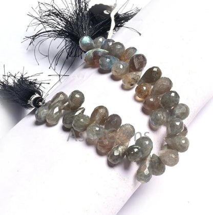Multi Flash labradorite Faceted Drop Shape Beads, Natural Fire Labradorite Beads, Black rainbow Side Drill Teardrop Briolette Beads Jewelry (AG 18606)